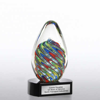 Art Glass Colorful Swirls Trophy